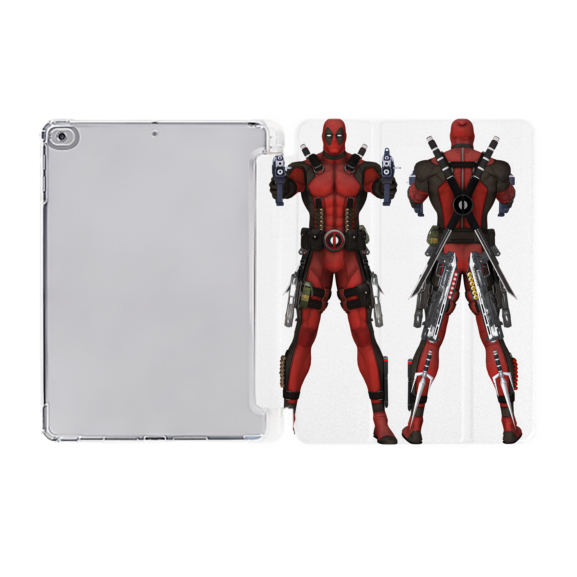 （画像用） Deadpool デッドプール IPad ケース ペン収納付き 三つ折りスタンド PUレザー×シリコン 対応機種9.5/10.5/10.9インチ